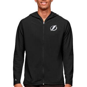 Men's Antigua Black Tampa Bay Lightning Logo Legacy Full-Zip Hoodie