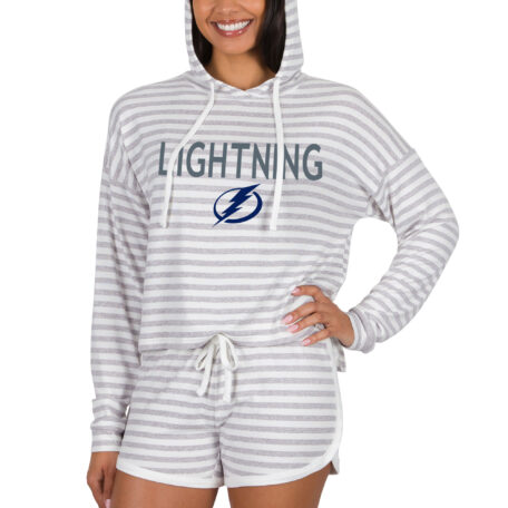 Women's Concepts Sport Cream Tampa Bay Lightning Visibility Long Sleeve Hoodie T-Shirt & Shorts Set